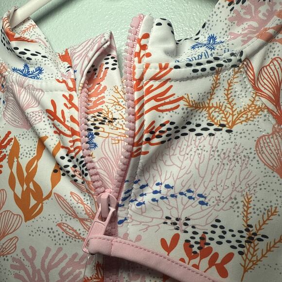 NWT Tame the Sun Long Sleeve Coral Print Swimsuit One Piece Girls Size 12 UPF 50 - Picture 6 of 6